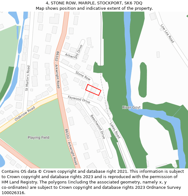 4, STONE ROW, MARPLE, STOCKPORT, SK6 7DQ: Location map and indicative extent of plot