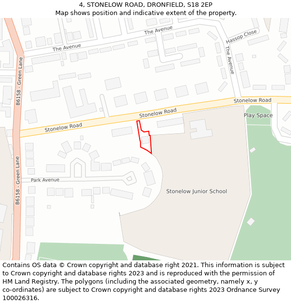 4, STONELOW ROAD, DRONFIELD, S18 2EP: Location map and indicative extent of plot