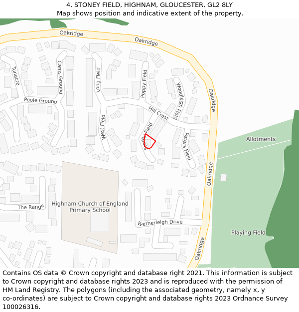 4, STONEY FIELD, HIGHNAM, GLOUCESTER, GL2 8LY: Location map and indicative extent of plot