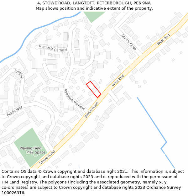 4, STOWE ROAD, LANGTOFT, PETERBOROUGH, PE6 9NA: Location map and indicative extent of plot