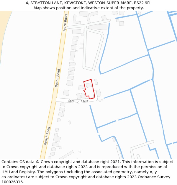4, STRATTON LANE, KEWSTOKE, WESTON-SUPER-MARE, BS22 9FL: Location map and indicative extent of plot