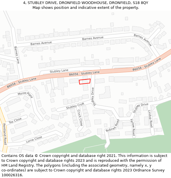 4, STUBLEY DRIVE, DRONFIELD WOODHOUSE, DRONFIELD, S18 8QY: Location map and indicative extent of plot