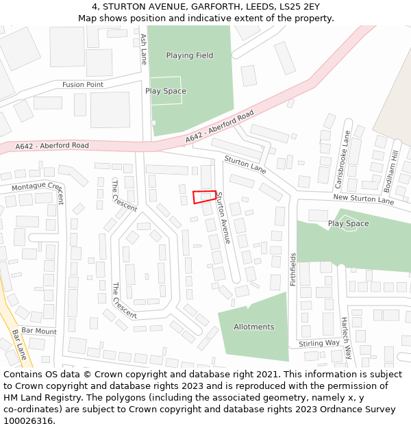 4, STURTON AVENUE, GARFORTH, LEEDS, LS25 2EY: Location map and indicative extent of plot