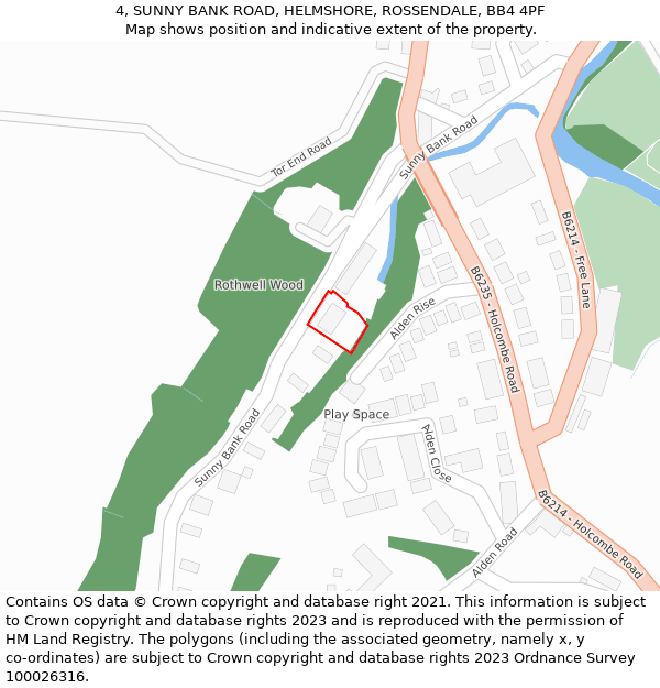 4, SUNNY BANK ROAD, HELMSHORE, ROSSENDALE, BB4 4PF: Location map and indicative extent of plot