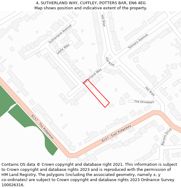 4, SUTHERLAND WAY, CUFFLEY, POTTERS BAR, EN6 4EG: Location map and indicative extent of plot