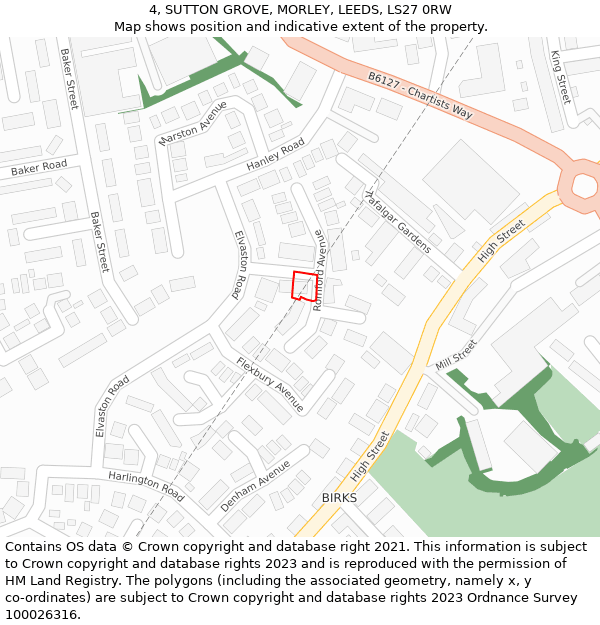 4, SUTTON GROVE, MORLEY, LEEDS, LS27 0RW: Location map and indicative extent of plot