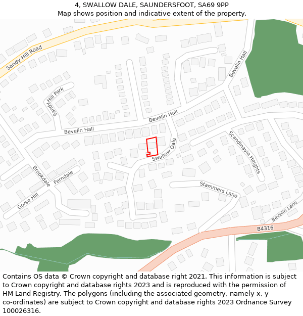 4, SWALLOW DALE, SAUNDERSFOOT, SA69 9PP: Location map and indicative extent of plot