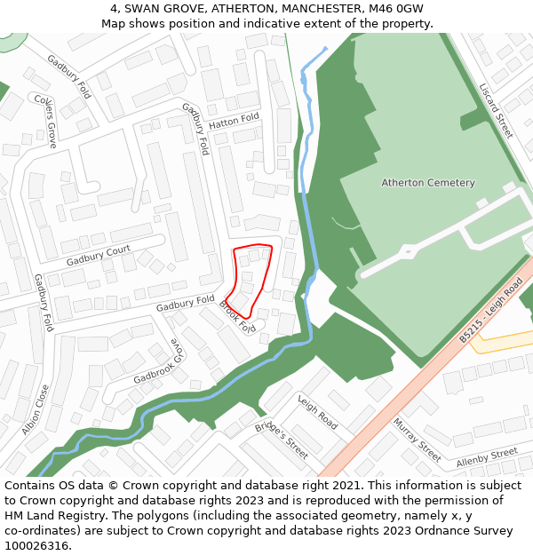 4, SWAN GROVE, ATHERTON, MANCHESTER, M46 0GW: Location map and indicative extent of plot