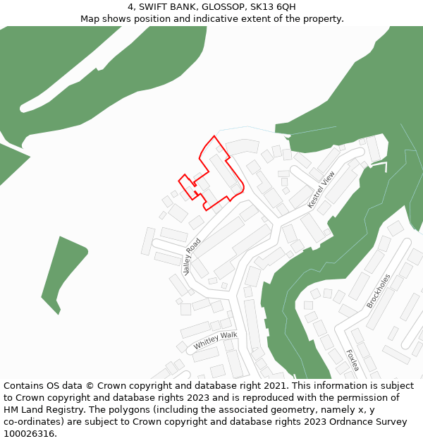 4, SWIFT BANK, GLOSSOP, SK13 6QH: Location map and indicative extent of plot