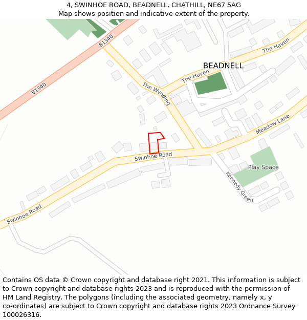 4, SWINHOE ROAD, BEADNELL, CHATHILL, NE67 5AG: Location map and indicative extent of plot