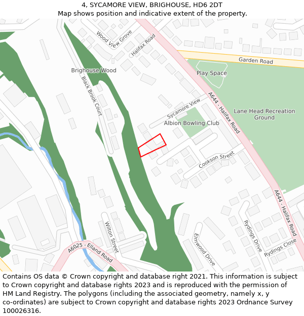 4, SYCAMORE VIEW, BRIGHOUSE, HD6 2DT: Location map and indicative extent of plot