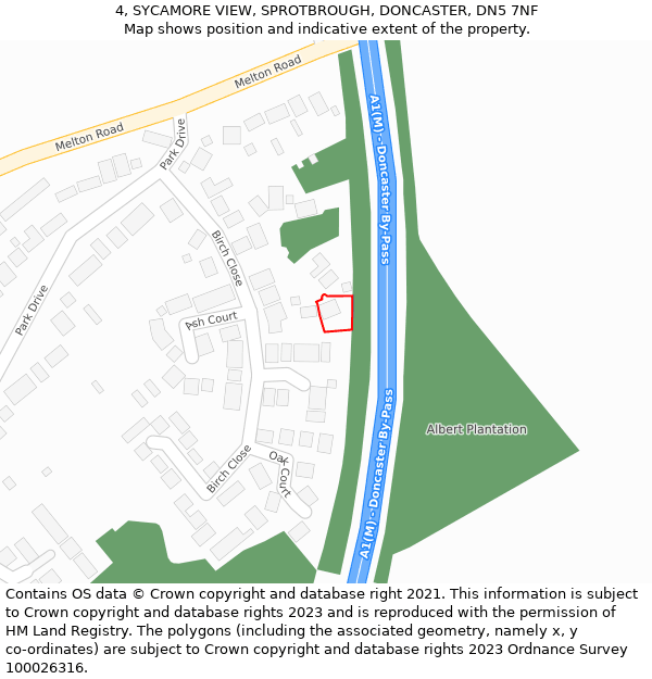 4, SYCAMORE VIEW, SPROTBROUGH, DONCASTER, DN5 7NF: Location map and indicative extent of plot