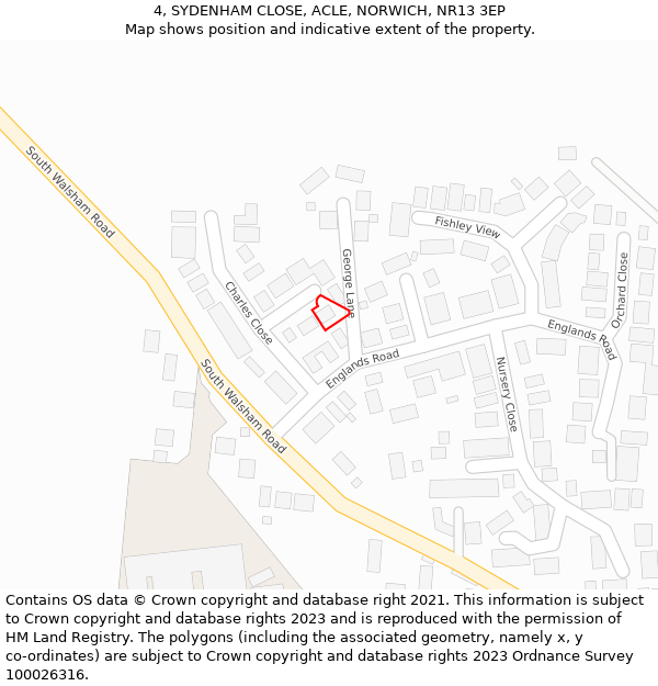 4, SYDENHAM CLOSE, ACLE, NORWICH, NR13 3EP: Location map and indicative extent of plot