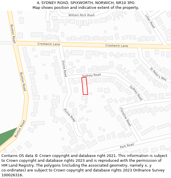 4, SYDNEY ROAD, SPIXWORTH, NORWICH, NR10 3PG: Location map and indicative extent of plot