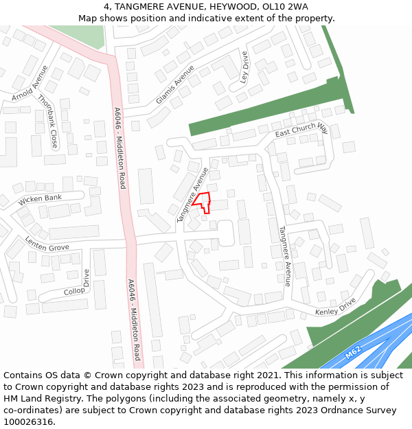 4, TANGMERE AVENUE, HEYWOOD, OL10 2WA: Location map and indicative extent of plot