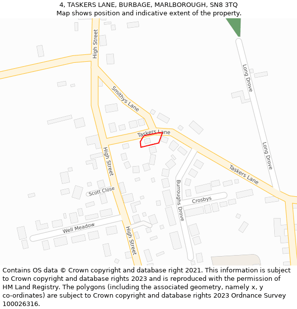 4, TASKERS LANE, BURBAGE, MARLBOROUGH, SN8 3TQ: Location map and indicative extent of plot