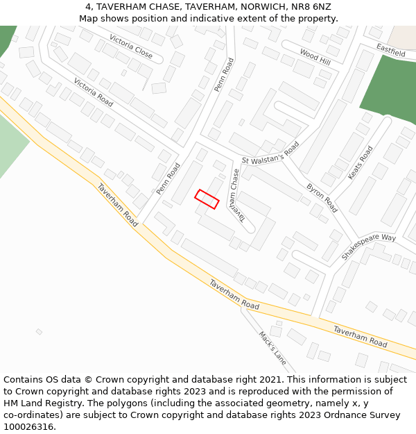 4, TAVERHAM CHASE, TAVERHAM, NORWICH, NR8 6NZ: Location map and indicative extent of plot