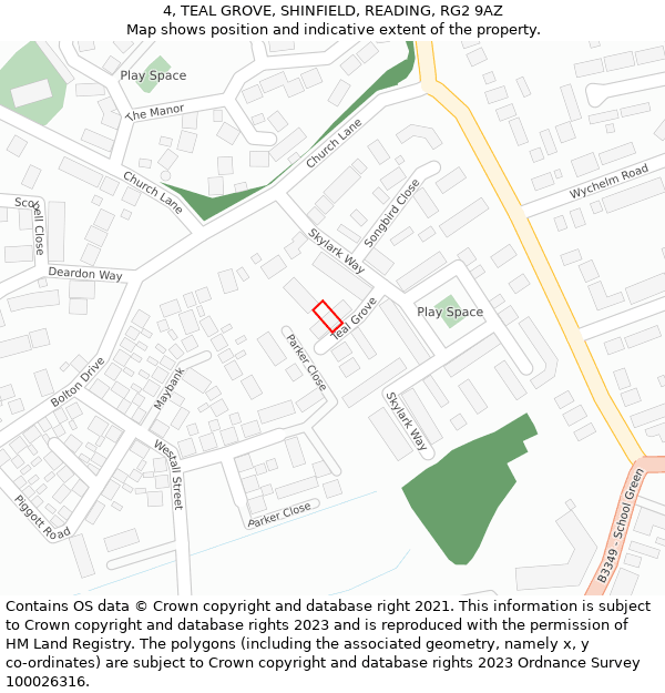 4, TEAL GROVE, SHINFIELD, READING, RG2 9AZ: Location map and indicative extent of plot