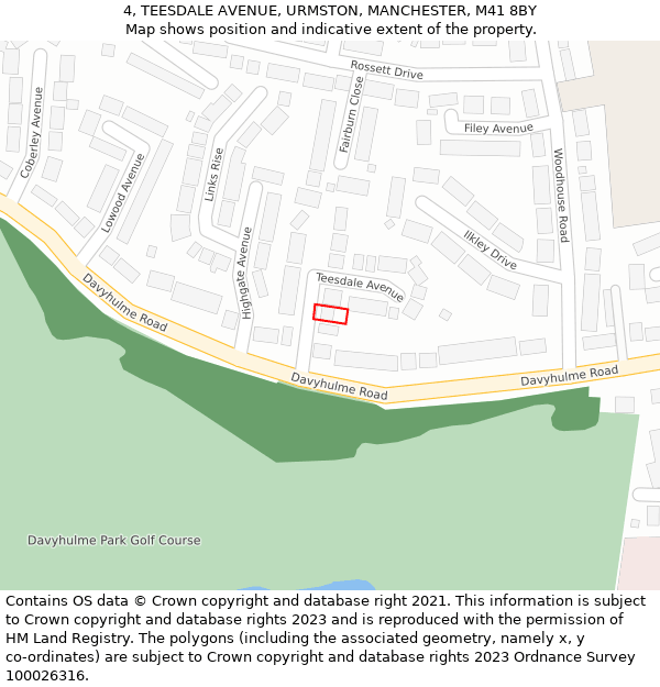 4, TEESDALE AVENUE, URMSTON, MANCHESTER, M41 8BY: Location map and indicative extent of plot