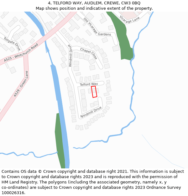 4, TELFORD WAY, AUDLEM, CREWE, CW3 0BQ: Location map and indicative extent of plot