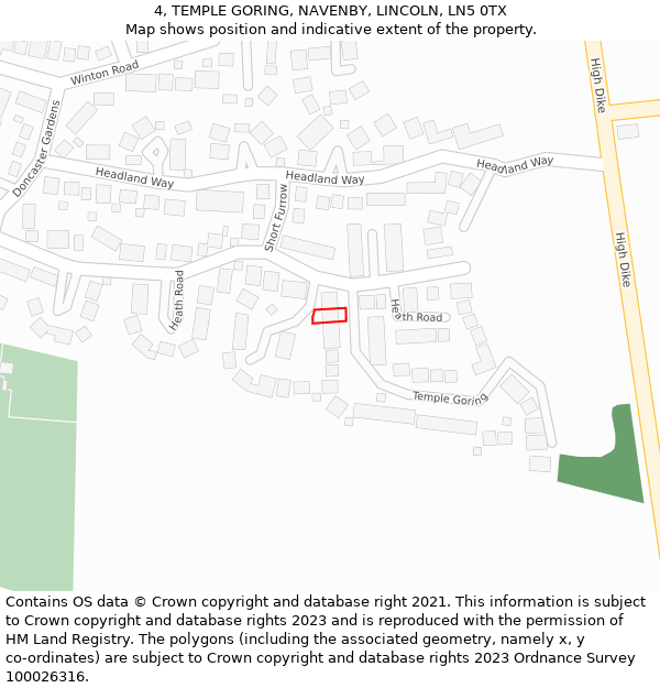 4, TEMPLE GORING, NAVENBY, LINCOLN, LN5 0TX: Location map and indicative extent of plot