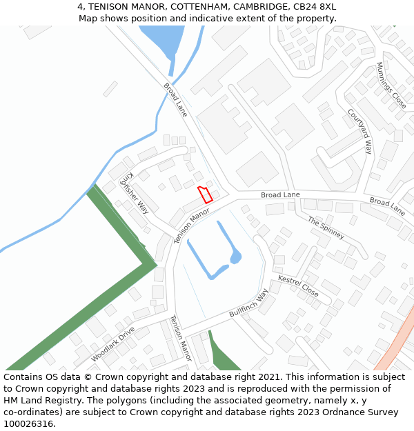 4, TENISON MANOR, COTTENHAM, CAMBRIDGE, CB24 8XL: Location map and indicative extent of plot