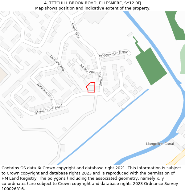 4, TETCHILL BROOK ROAD, ELLESMERE, SY12 0FJ: Location map and indicative extent of plot