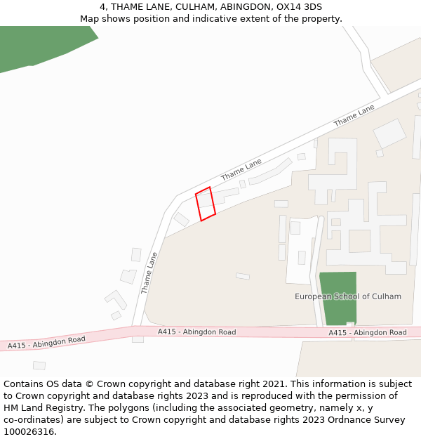 4, THAME LANE, CULHAM, ABINGDON, OX14 3DS: Location map and indicative extent of plot