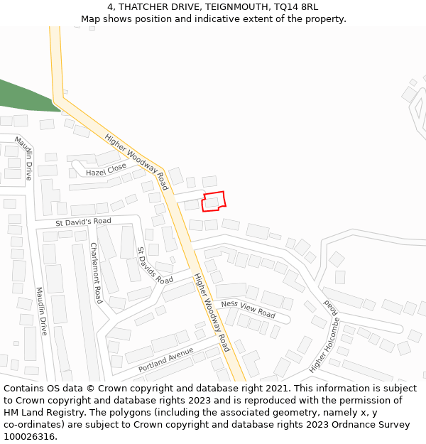 4, THATCHER DRIVE, TEIGNMOUTH, TQ14 8RL: Location map and indicative extent of plot