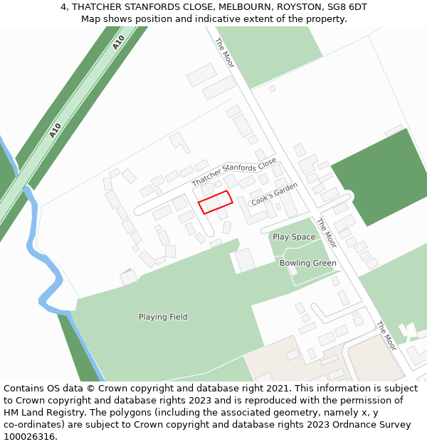 4, THATCHER STANFORDS CLOSE, MELBOURN, ROYSTON, SG8 6DT: Location map and indicative extent of plot