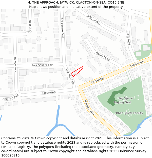 4, THE APPROACH, JAYWICK, CLACTON-ON-SEA, CO15 2NE: Location map and indicative extent of plot