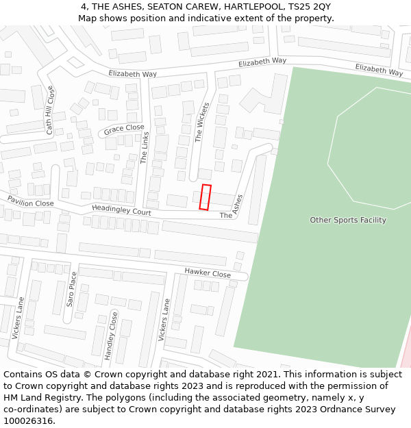 4, THE ASHES, SEATON CAREW, HARTLEPOOL, TS25 2QY: Location map and indicative extent of plot