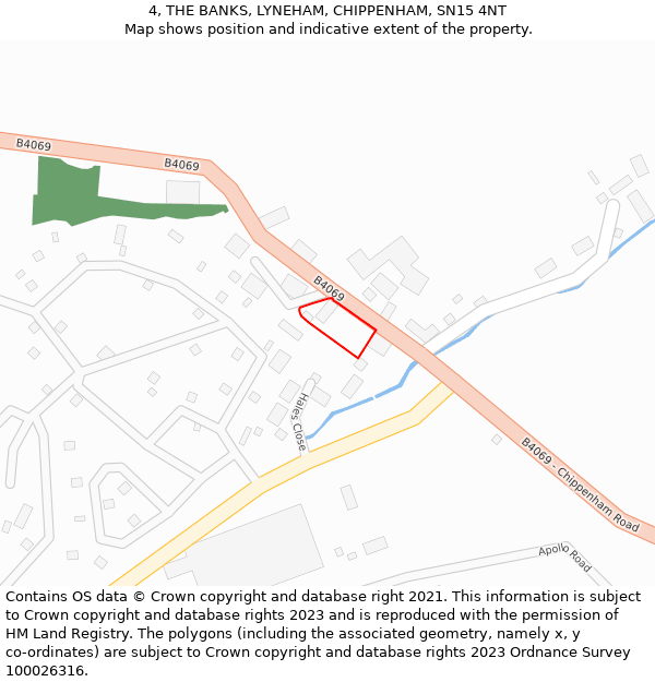 4, THE BANKS, LYNEHAM, CHIPPENHAM, SN15 4NT: Location map and indicative extent of plot