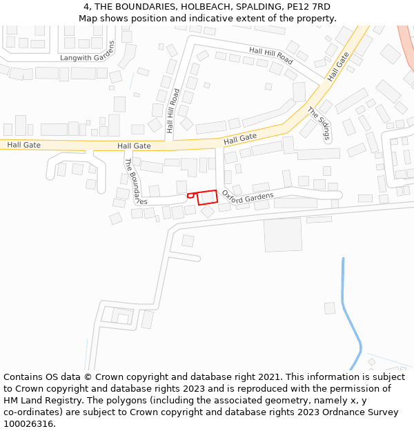 4, THE BOUNDARIES, HOLBEACH, SPALDING, PE12 7RD: Location map and indicative extent of plot