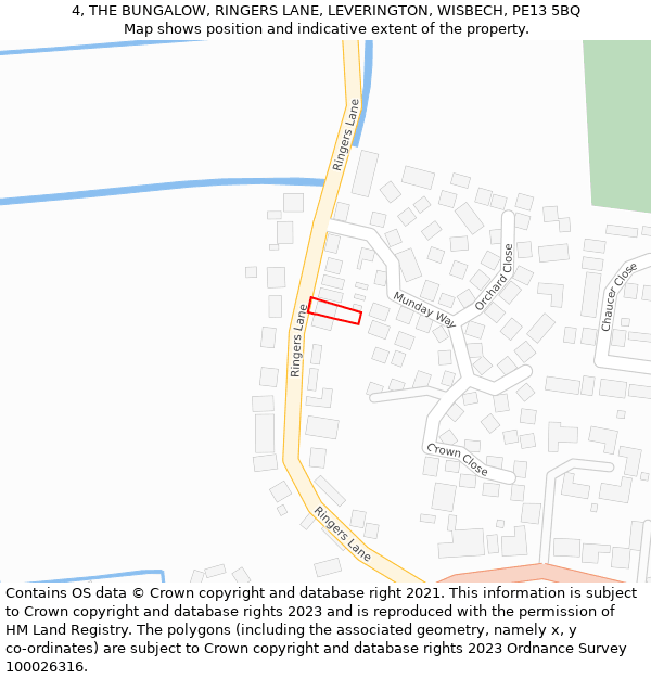 4, THE BUNGALOW, RINGERS LANE, LEVERINGTON, WISBECH, PE13 5BQ: Location map and indicative extent of plot