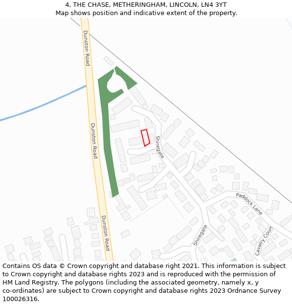 4, THE CHASE, METHERINGHAM, LINCOLN, LN4 3YT: Location map and indicative extent of plot