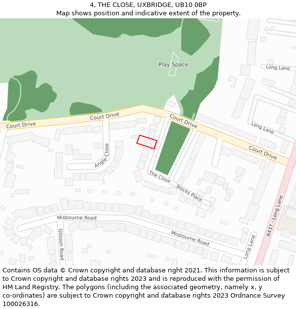 4, THE CLOSE, UXBRIDGE, UB10 0BP: Location map and indicative extent of plot