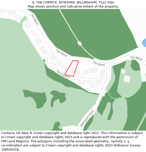 4, THE COPPICE, WYNYARD, BILLINGHAM, TS22 5QH: Location map and indicative extent of plot