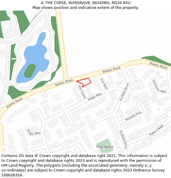 4, THE COPSE, WARGRAVE, READING, RG10 8AU: Location map and indicative extent of plot