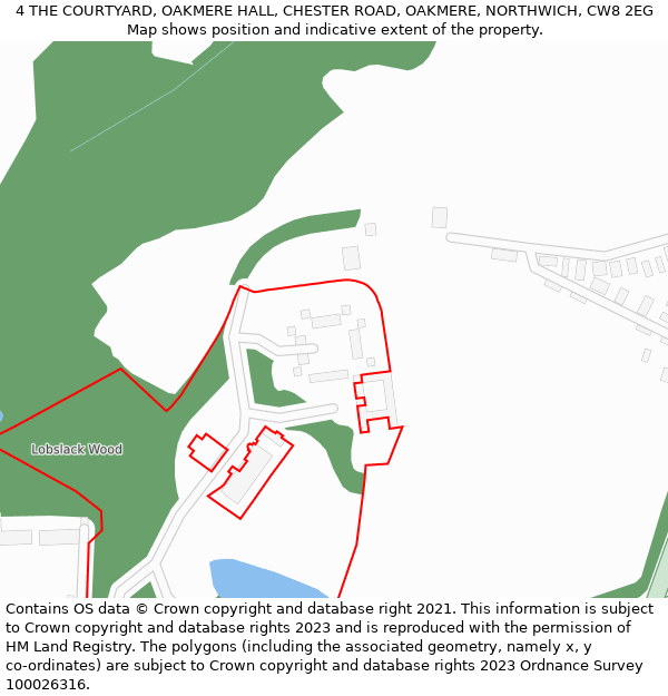 4 THE COURTYARD, OAKMERE HALL, CHESTER ROAD, OAKMERE, NORTHWICH, CW8 2EG: Location map and indicative extent of plot