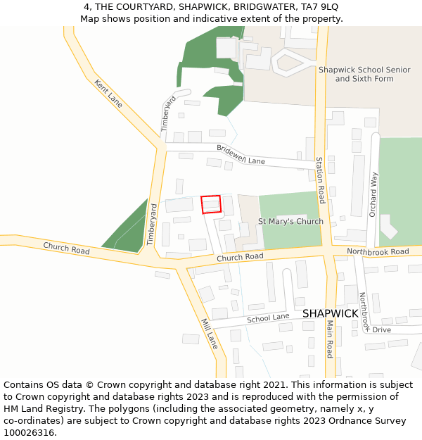 4, THE COURTYARD, SHAPWICK, BRIDGWATER, TA7 9LQ: Location map and indicative extent of plot