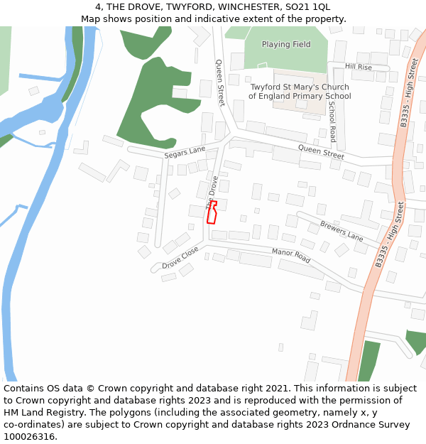 4, THE DROVE, TWYFORD, WINCHESTER, SO21 1QL: Location map and indicative extent of plot