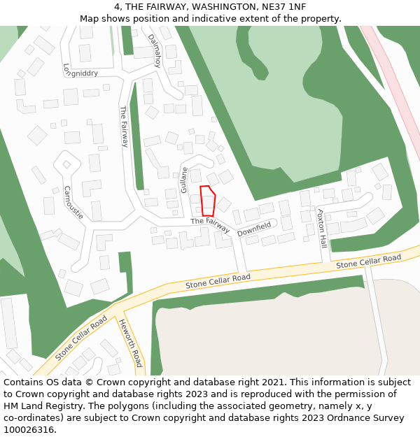 4, THE FAIRWAY, WASHINGTON, NE37 1NF: Location map and indicative extent of plot