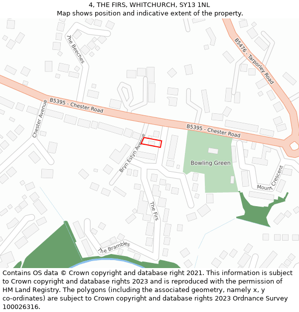 4, THE FIRS, WHITCHURCH, SY13 1NL: Location map and indicative extent of plot