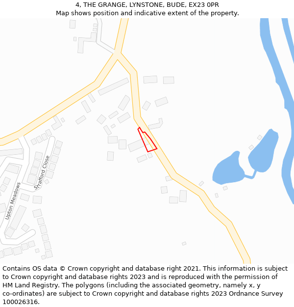 4, THE GRANGE, LYNSTONE, BUDE, EX23 0PR: Location map and indicative extent of plot