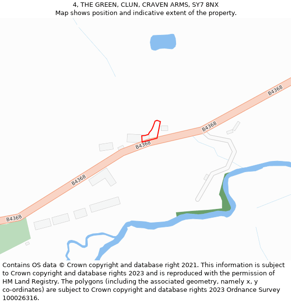 4, THE GREEN, CLUN, CRAVEN ARMS, SY7 8NX: Location map and indicative extent of plot