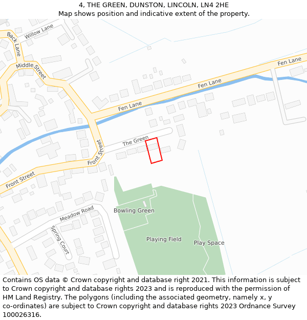 4, THE GREEN, DUNSTON, LINCOLN, LN4 2HE: Location map and indicative extent of plot