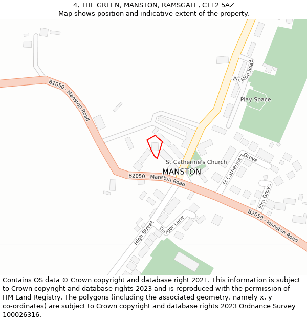 4, THE GREEN, MANSTON, RAMSGATE, CT12 5AZ: Location map and indicative extent of plot