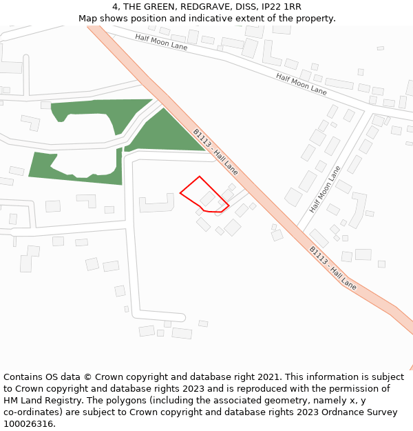 4, THE GREEN, REDGRAVE, DISS, IP22 1RR: Location map and indicative extent of plot