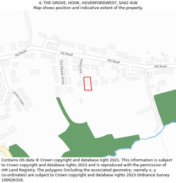 4, THE GROVE, HOOK, HAVERFORDWEST, SA62 4LW: Location map and indicative extent of plot